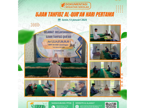 SISWA-SISWI SEMANGAT MENGIKUTI UJIAN TAHFIDZ HARI PERTAMA 